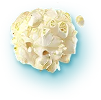 Mushroom popcorn kernel next to regular popcorn